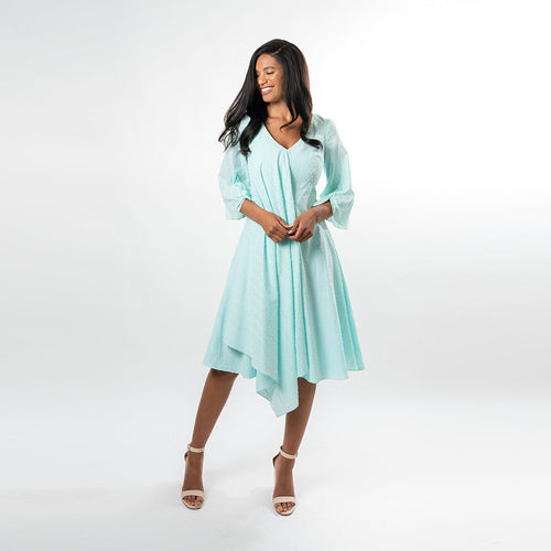 Asymmetric Flared Overlay A-line Dress