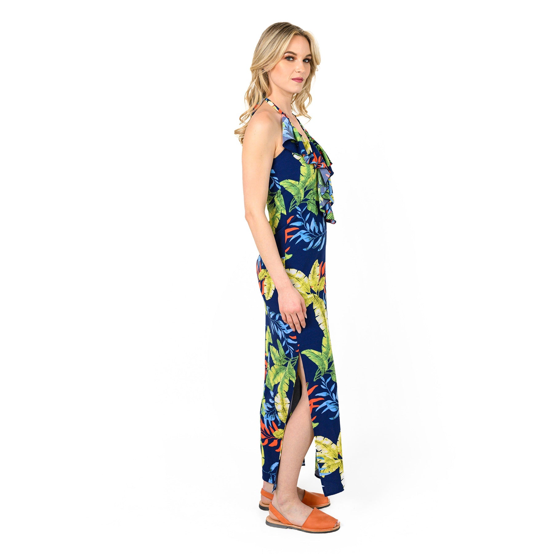 Ruffle Front Halter Dress