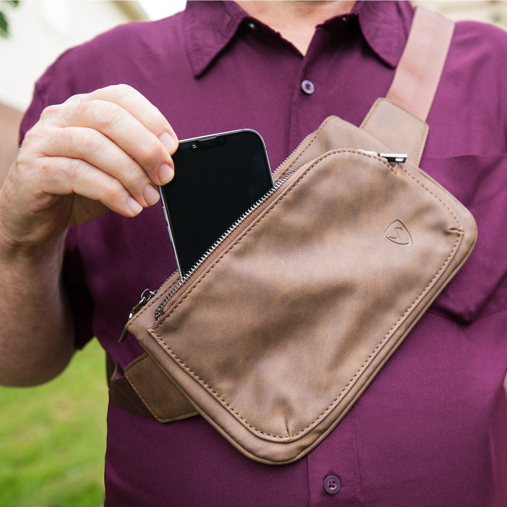 SYB Cross Body Fanny Pack – Metro Vegan Leather | EMF & 5G Blocking Bag