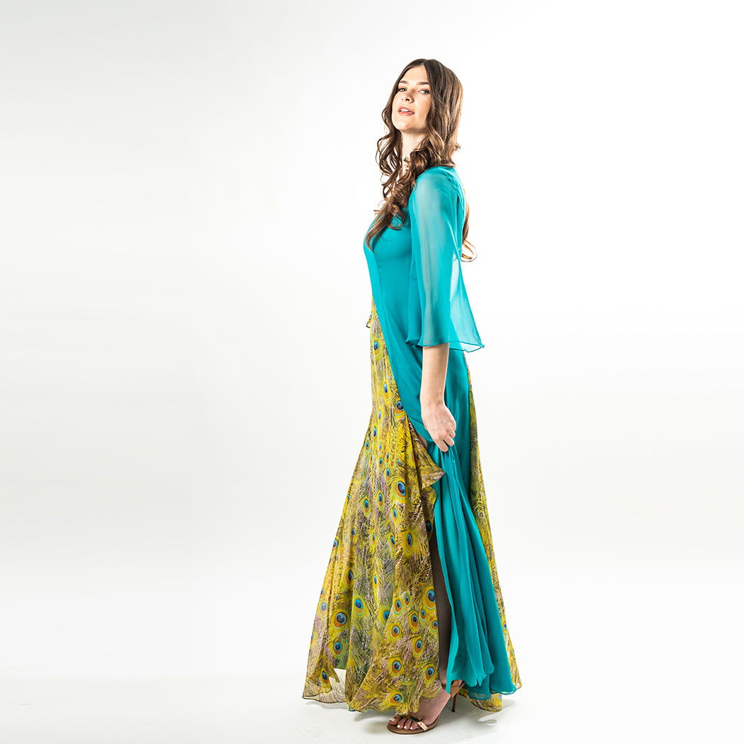 Bell Sleeves Mix-media Maxi